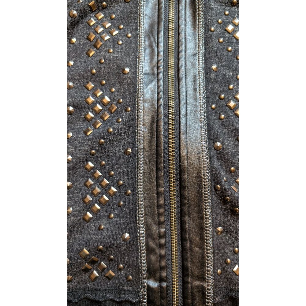 Miss Me Studded Jacket Womens Small Hoodie Faux Leather Statement - Picture 12 of 12